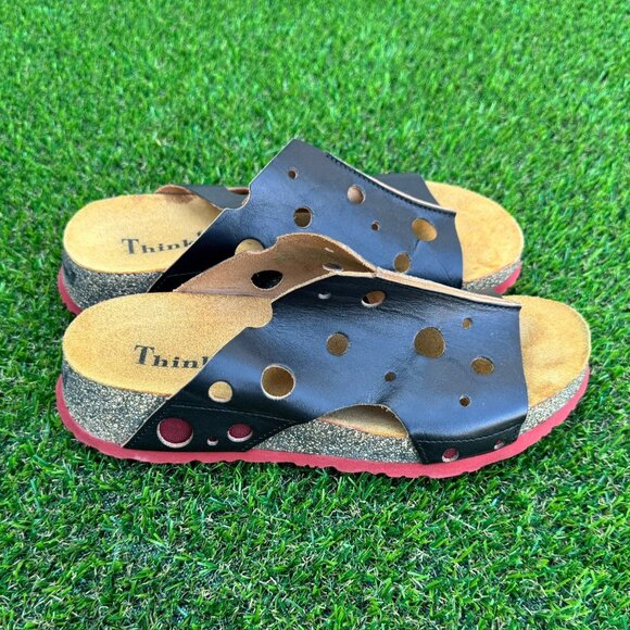 Think! Slide Leather Sandals Women's Size 7 (US 6-6.5) - Picture 2 of 9
